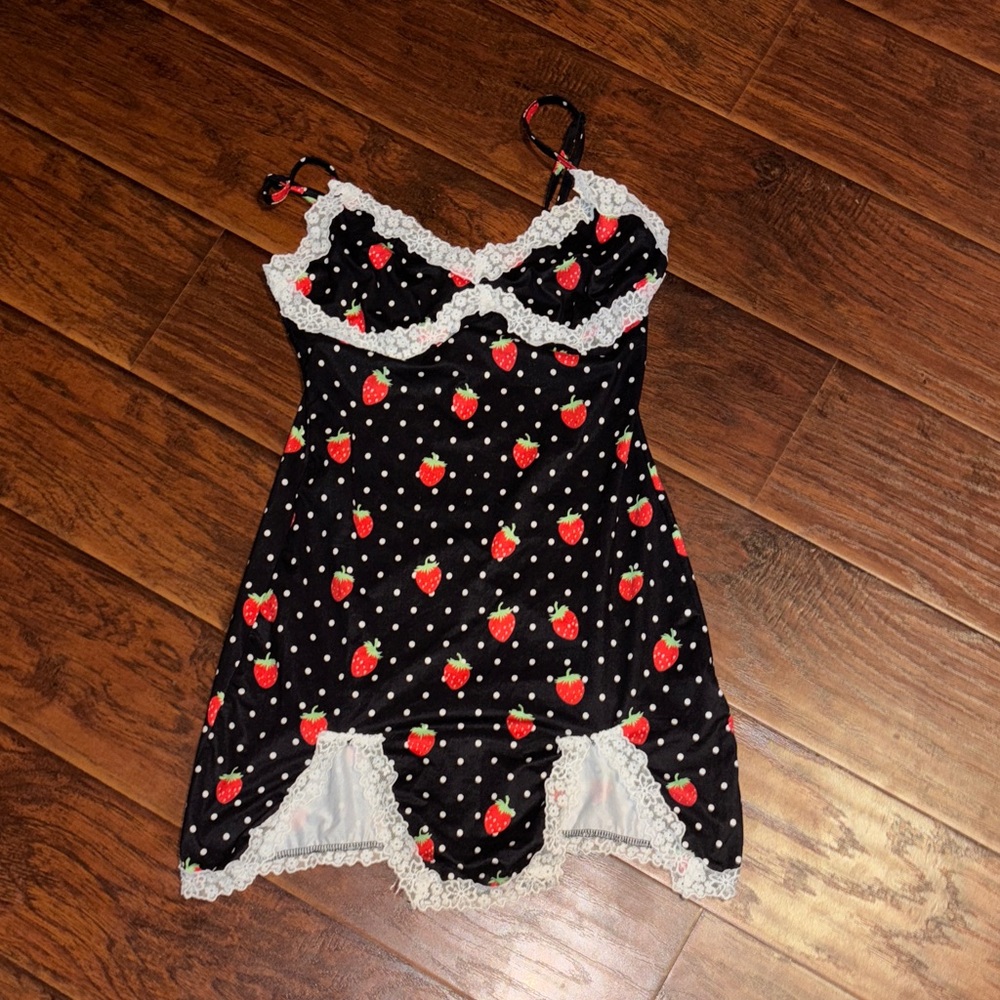 Strawberry Print Black and White Women's dress